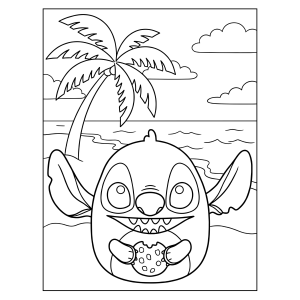 Squishmallow do Stitch na praia para colorir