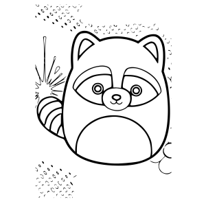 Squishmallow guaxinim com máscara para colorir