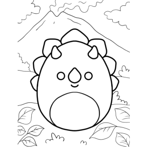 Squishmallow triceratops na montanha para colorir