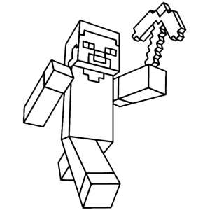 Steve com picareta para colorir