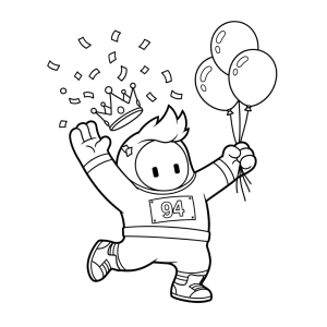Stumble Guy com balões na festa para colorir