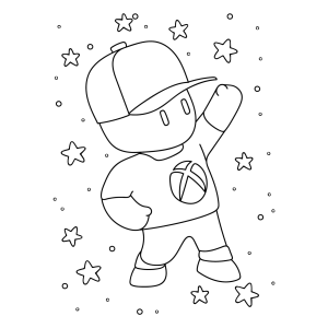 Stumble Guy dançando entre estrelas para colorir