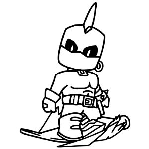 Stumble Guy de moicano surfando na prancha para colorir