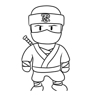 Stumble Guy ninja com faixa na cabeça para colorir