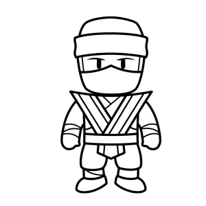 Stumble Guy ninja de uniforme preto para colorir