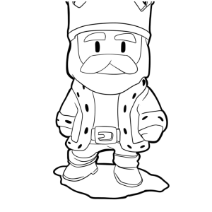 Stumble Guy rei com coroa e bigode para colorir
