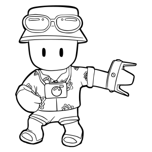 Stumble Guy roqueiro fazendo sinal de rock para colorir