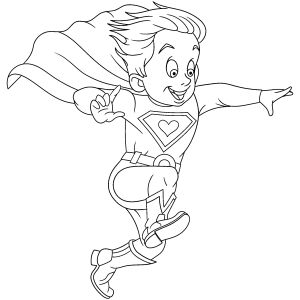 Super-herói voando em alta velocidade para colorir