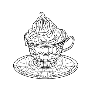Taça de chocolate quente com chantilly para colorir