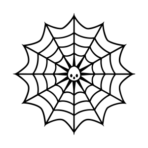 Teia com aranha no centro para colorir