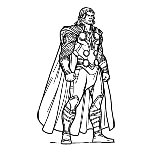 Thor com armadura brilhante de corpo inteiro para colorir