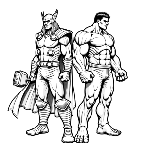 Thor e Hulk lado a lado para colorir