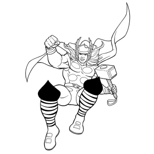 Thor saltando para o ataque para colorir
