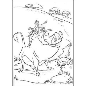 Timão e Pumba correndo pela savana para colorir
