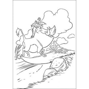 Timão e Pumba na trilha para colorir