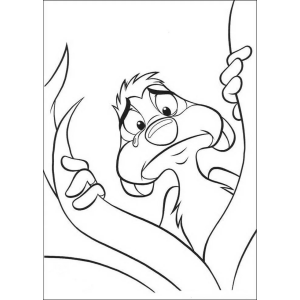 Timão pendurado na árvore para colorir