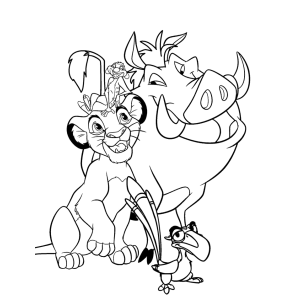 Timão, Pumba e Simba juntos para colorir