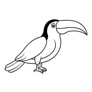 Tucano de contorno grosso em pé para colorir