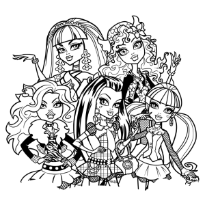 Turma da Monster High reunida para colorir