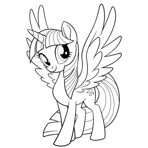 Twilight Sparkle de asas abertas pronta para voar para colorir
