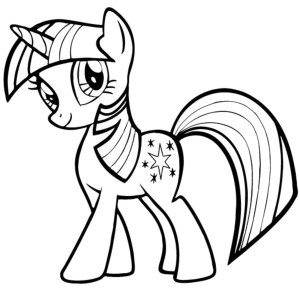 Twilight Sparkle de pé com as asas fechadas para colorir