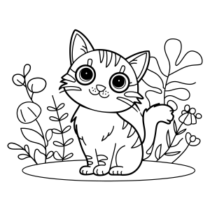 Um Gato Adorável no Jardim