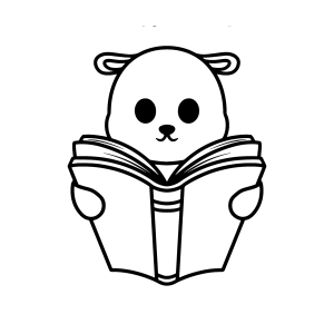 Ursinho fofo lendo um livro para colorir