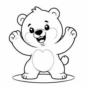 Ursinho polar comemorando de braços abertos para colorir