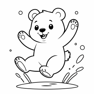 Ursinho polar pulando de alegria para colorir