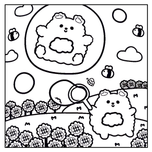 Ursinho sonhando na lua cheia para colorir