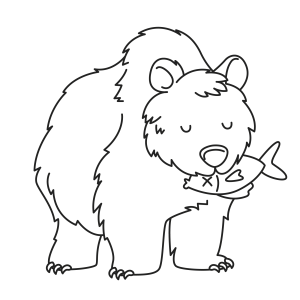 Urso com Peixe: Uma Cena para Colorir