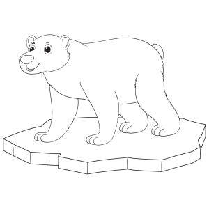 Urso polar caminhando sobre o bloco de gelo para colorir
