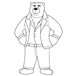 Urso polar de casaco e camisa para colorir