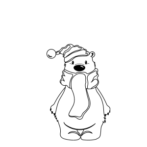 Urso polar de gorro e cachecol para colorir
