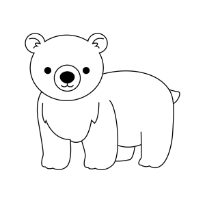 Urso polar de pé com carinha simpática para colorir