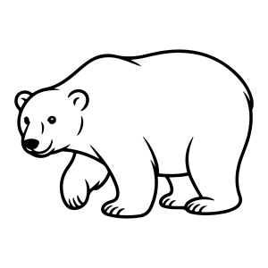 Urso polar de quatro patas caminhando para colorir