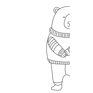 Urso polar de suéter de inverno para colorir