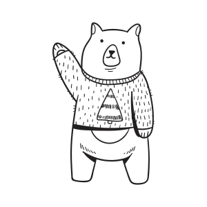 Urso polar de suéter de tricô acenando para colorir