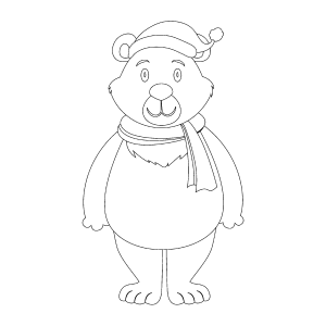 Urso polar de touca e cachecol de inverno para colorir