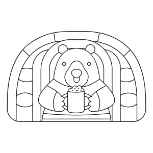 Urso polar dentro do iglu para colorir