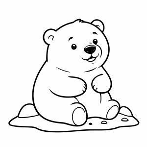 Urso polar sentado com cara de sono para colorir
