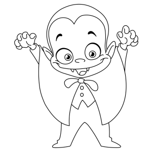 Vampirinho fazendo pose de susto para colorir