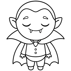 Vampirinho fofo de capa e gravata-borboleta para colorir