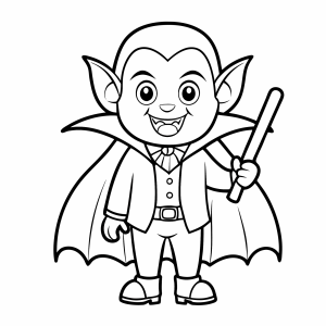 Vampiro com bengala para colorir