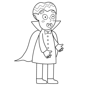 Vampiro de capa alta para colorir