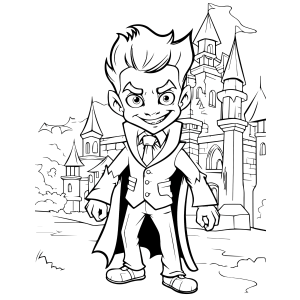 Vampiro em frente ao castelo para colorir