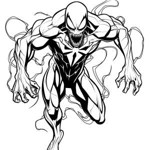 Venom avançando com as garras para colorir