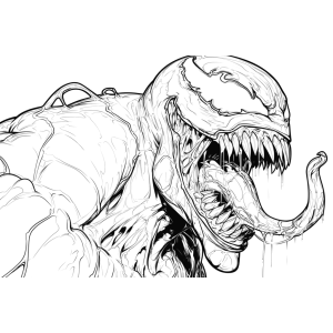 Venom de perfil com a língua para fora para colorir