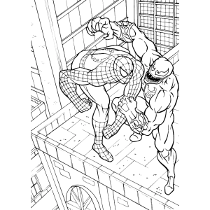 Venom escalando o prédio para colorir