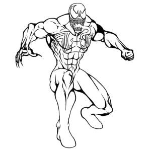 Venom saltando em ação para colorir